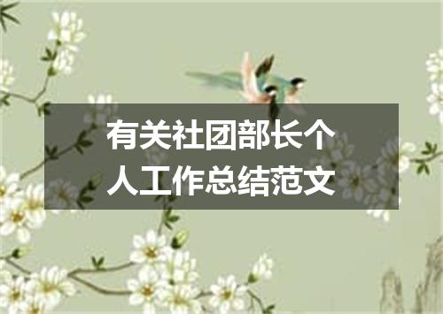 有关社团部长个人工作总结范文