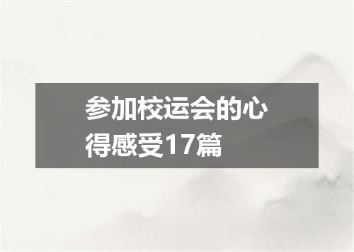 参加校运会的心得感受17篇