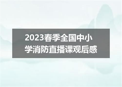 2023春季全国中小学消防直播课观后感
