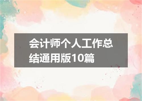 会计师个人工作总结通用版10篇