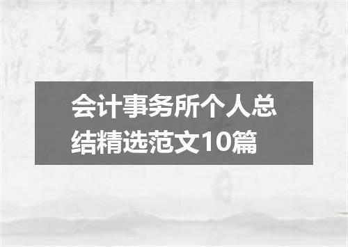 会计事务所个人总结精选范文10篇