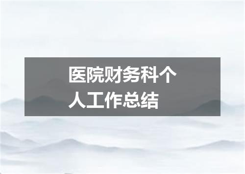 医院财务科个人工作总结