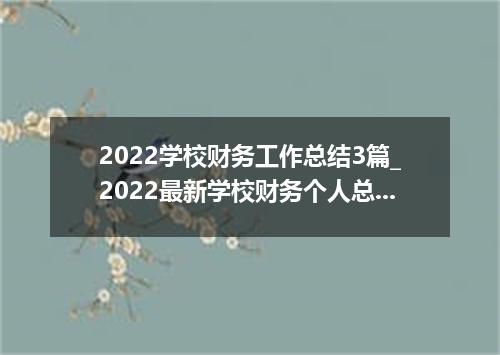 2022学校财务工作总结3篇_2022最新学校财务个人总结