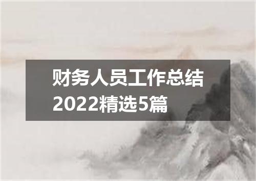 财务人员工作总结2022精选5篇