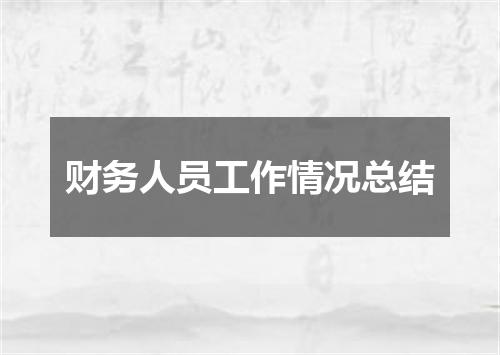 财务人员工作情况总结