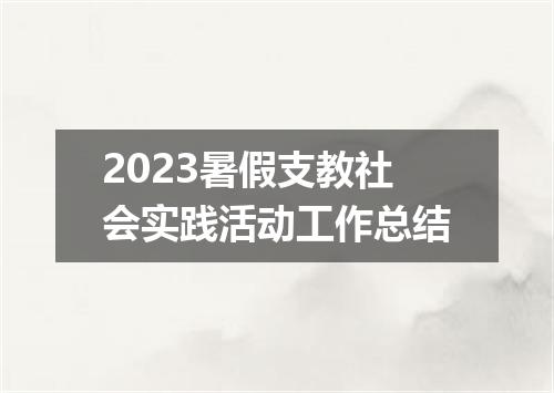 2023暑假支教社会实践活动工作总结