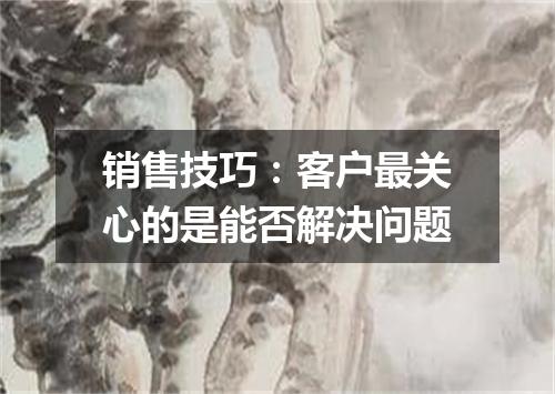 销售技巧：客户最关心的是能否解决问题