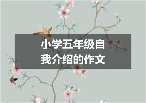 小学五年级自我介绍的作文
