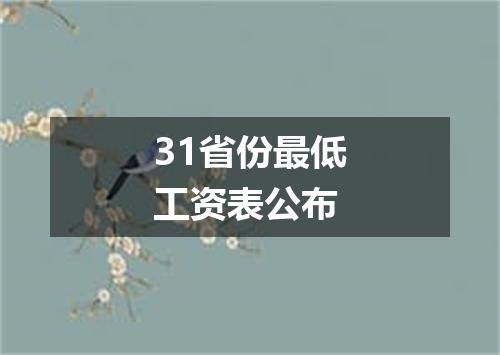 31省份最低工资表公布