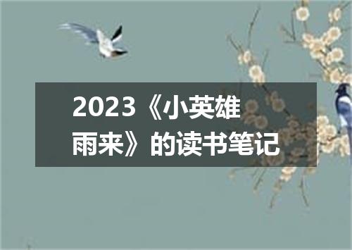 2023《小英雄雨来》的读书笔记