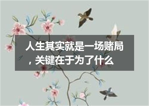 人生其实就是一场赌局，关键在于为了什么