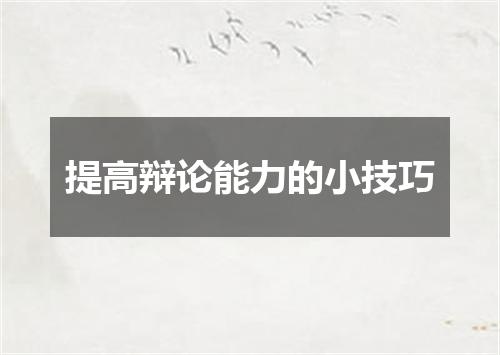 提高辩论能力的小技巧