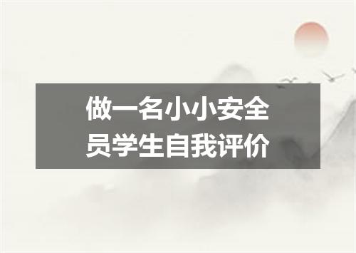 做一名小小安全员学生自我评价