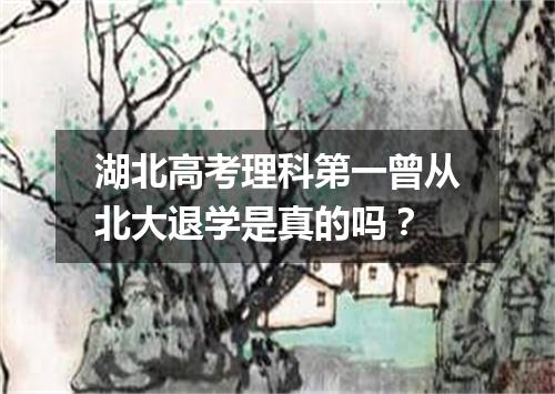 湖北高考理科第一曾从北大退学是真的吗？