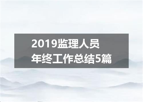 2019监理人员年终工作总结5篇