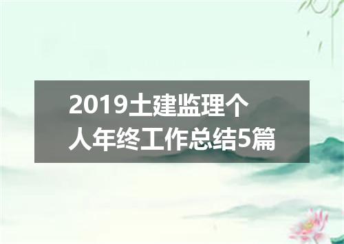 2019土建监理个人年终工作总结5篇