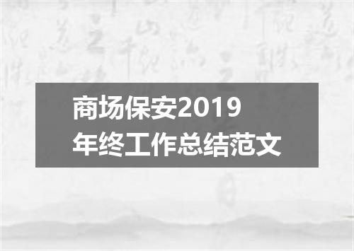 商场保安2019年终工作总结范文