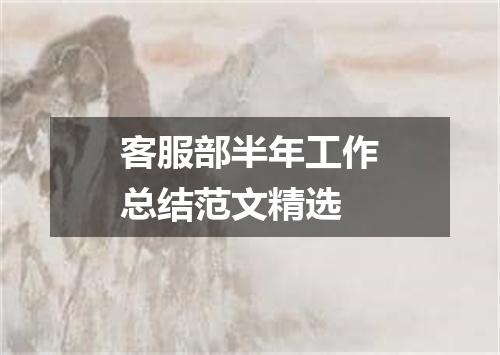 客服部半年工作总结范文精选