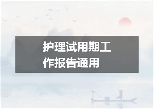 护理试用期工作报告通用