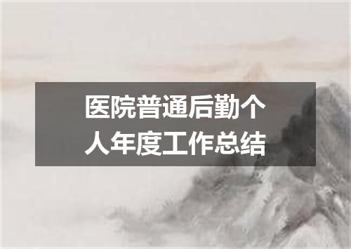 医院普通后勤个人年度工作总结