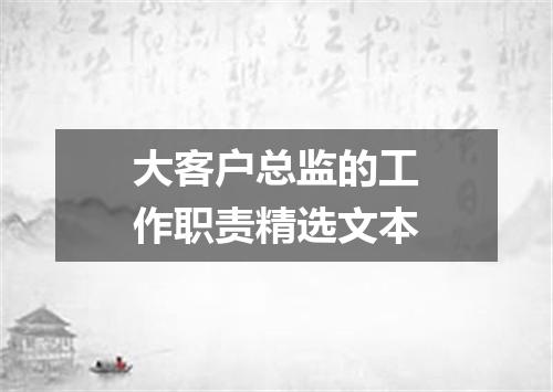 大客户总监的工作职责精选文本