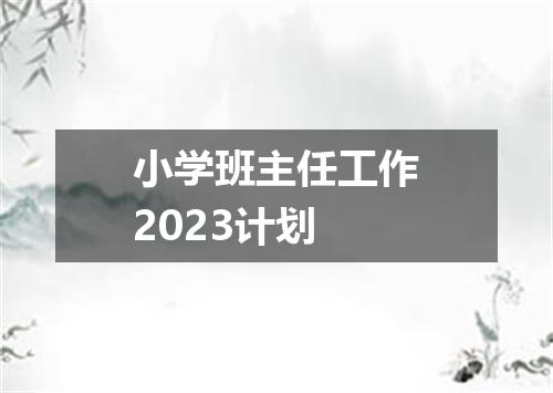 小学班主任工作2023计划