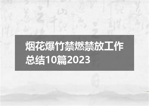 烟花爆竹禁燃禁放工作总结10篇2023