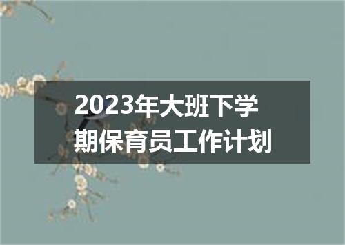 2023年大班下学期保育员工作计划