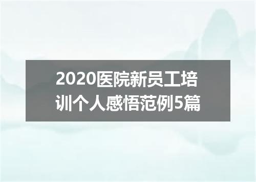 2020医院新员工培训个人感悟范例5篇