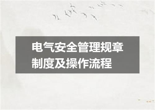 电气安全管理规章制度及操作流程