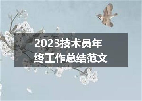 2023技术员年终工作总结范文
