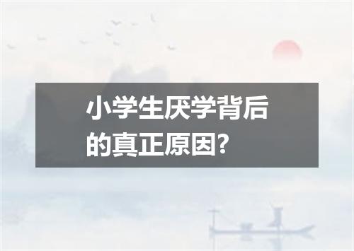 小学生厌学背后的真正原因?