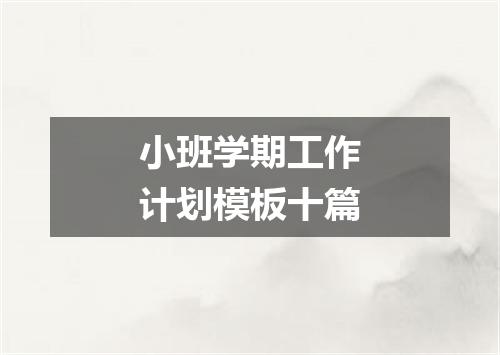 小班学期工作计划模板十篇