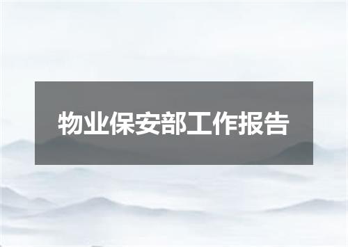 物业保安部工作报告