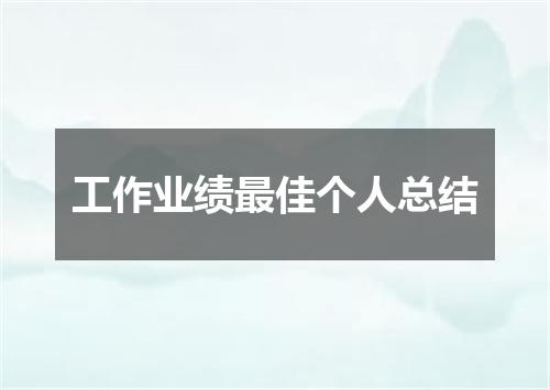 工作业绩最佳个人总结