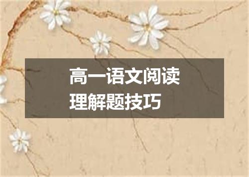 高一语文阅读理解题技巧