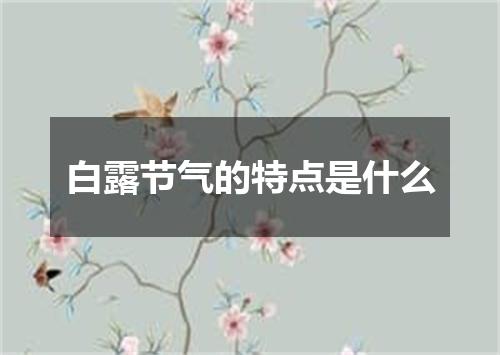 白露节气的特点是什么