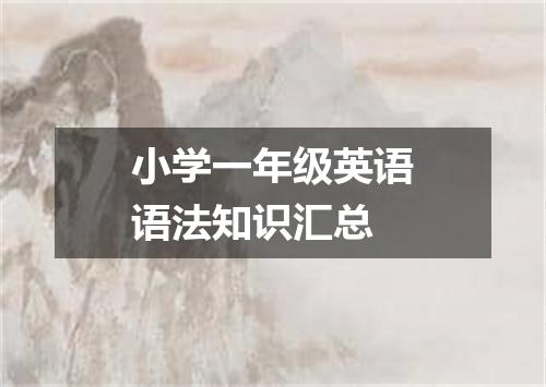 小学一年级英语语法知识汇总