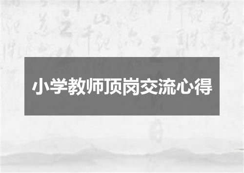 小学教师顶岗交流心得