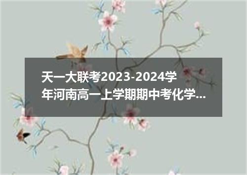 天一大联考2023-2024学年河南高一上学期期中考化学试题及答案