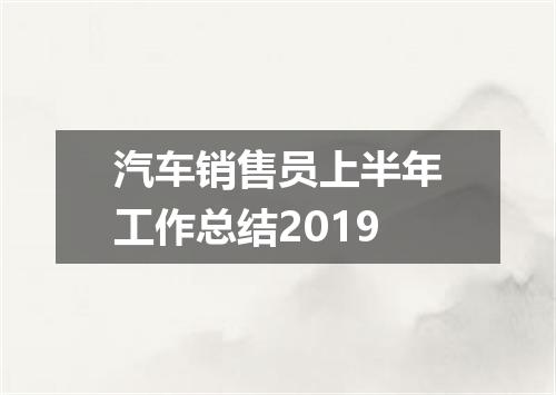 汽车销售员上半年工作总结2019