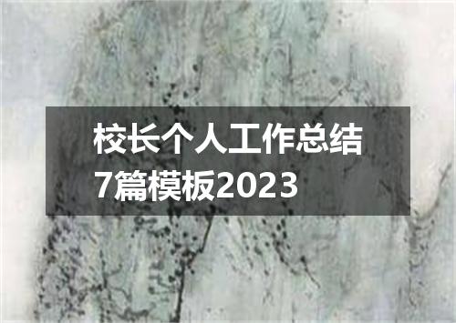 校长个人工作总结7篇模板2023
