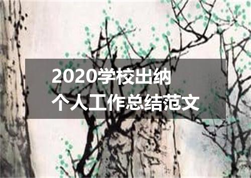2020学校出纳个人工作总结范文