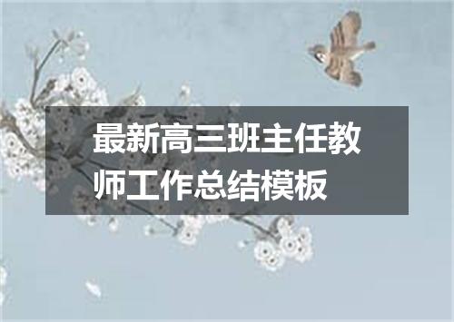 最新高三班主任教师工作总结模板