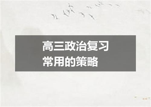 高三政治复习常用的策略