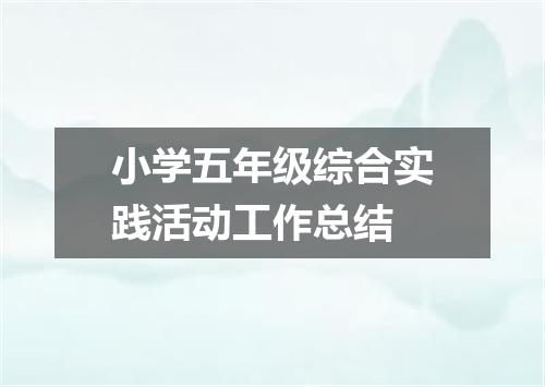 小学五年级综合实践活动工作总结