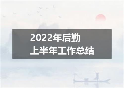 2022年后勤上半年工作总结