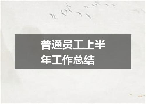 普通员工上半年工作总结