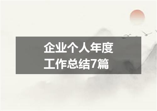 企业个人年度工作总结7篇