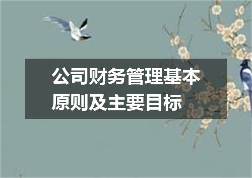 公司财务管理基本原则及主要目标